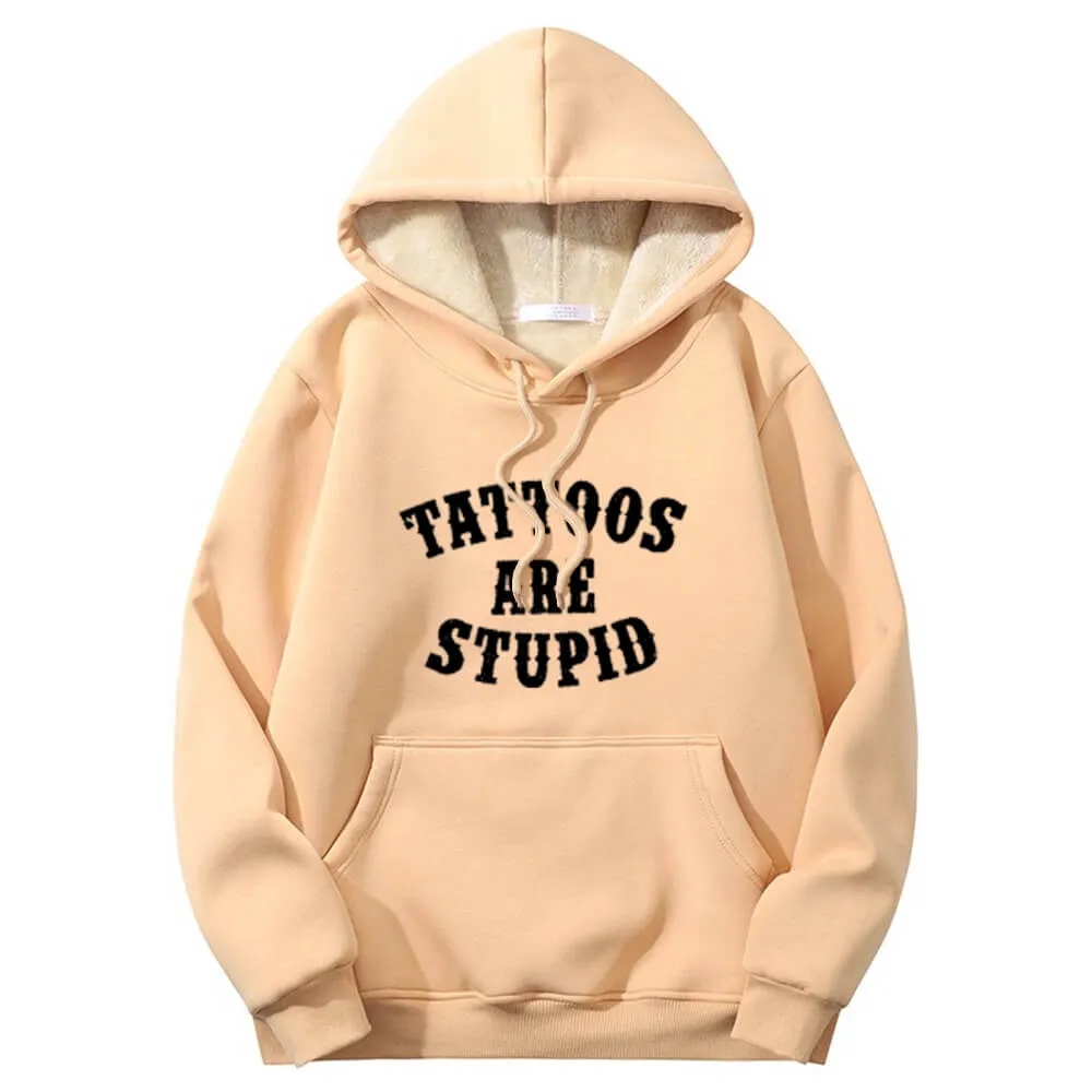 Multicolor Tattoos Are Stupid Warm Fleece Sherpa Lined Hoodie sold by GTHIC product image thumbnail 3