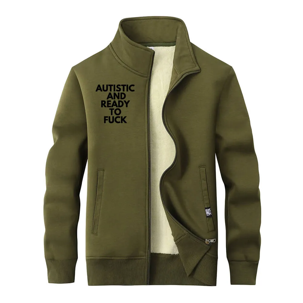 Autistic And Ready To Fuck Fleece Stand Collar Zip Cardigan sold by GTHIC product image thumbnail 4