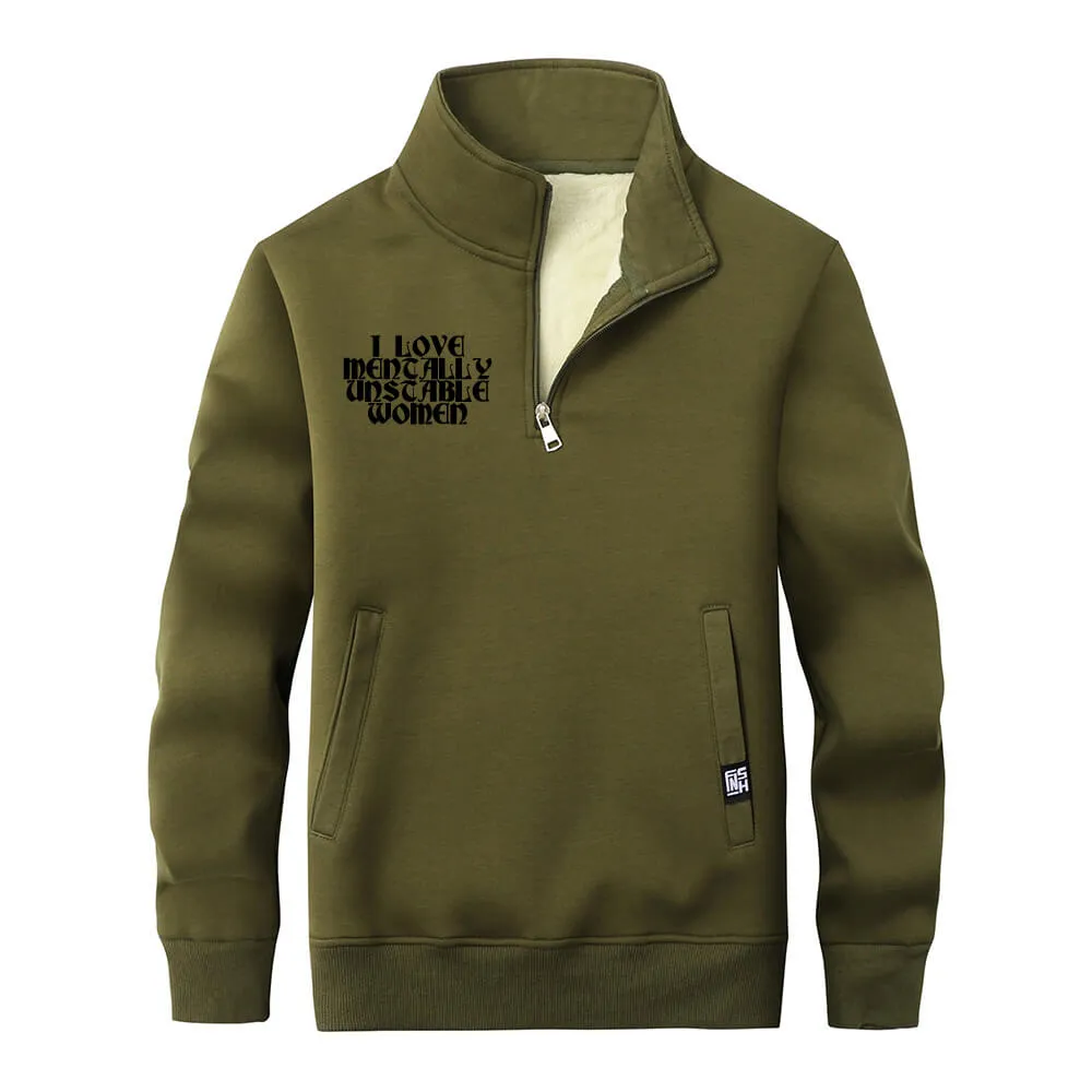 Multicolor I Love Mentally Unstable Women Fleece Collar Zip Sweatshirt sold by GTHIC product image thumbnail 4