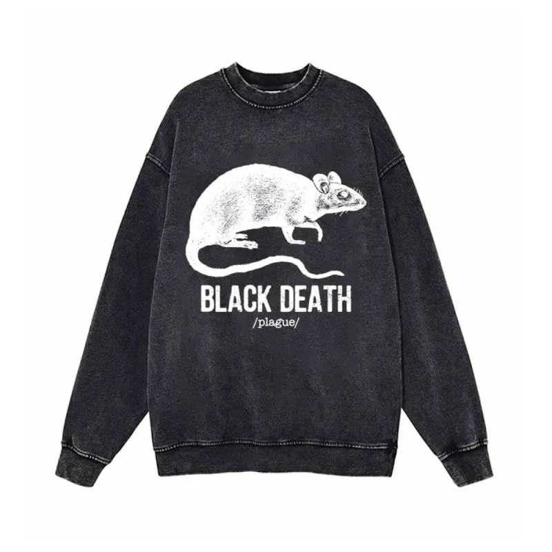 Black Death Rat Plague Vintage Vintage Washed Sweatshirt sold by GTHIC