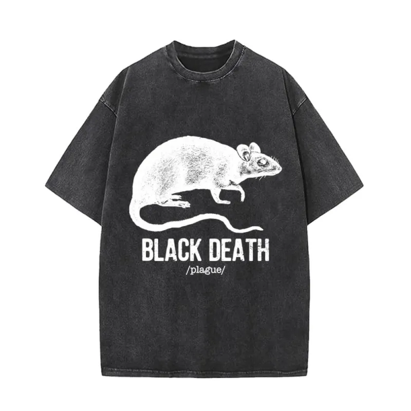 Black Death Rat Plague Vintage Washed T-shirt sold by GTHIC