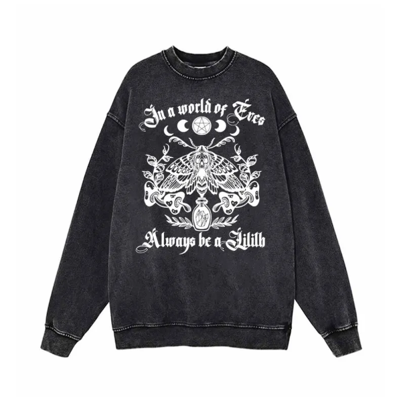 Moth In A World Of Eve Vintage Vintage Washed Sweatshirt sold by GTHIC