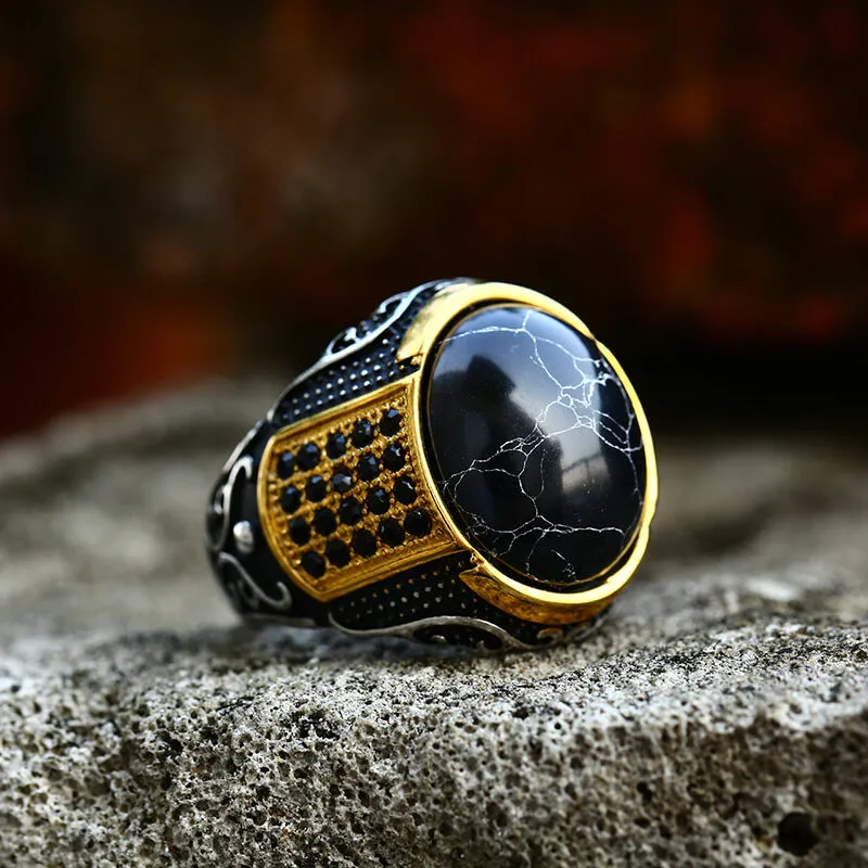 Vintage Black Stone Stainless Steel Gemstone Ring sold by GTHIC