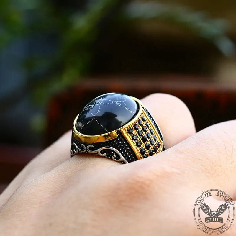 Vintage Black Stone Stainless Steel Gemstone Ring sold by GTHIC product image thumbnail 2