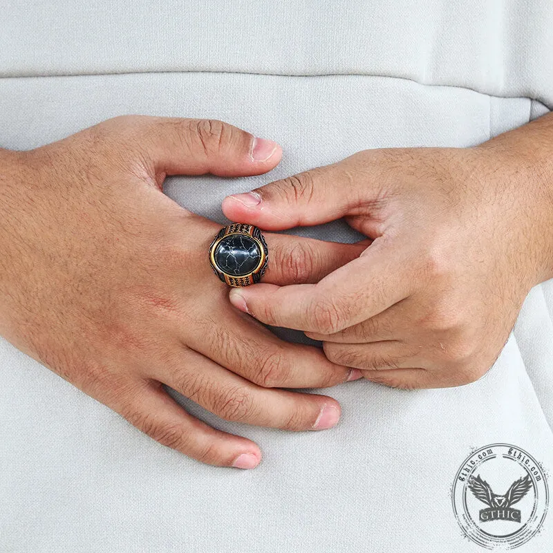 Vintage Black Stone Stainless Steel Gemstone Ring sold by GTHIC product image thumbnail 3