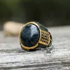 Vintage Black Stone Stainless Steel Gemstone Ring sold by GTHIC