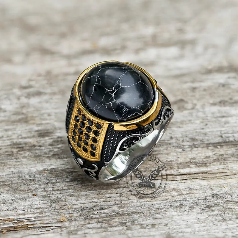 Vintage Black Stone Stainless Steel Gemstone Ring sold by GTHIC product image thumbnail 5