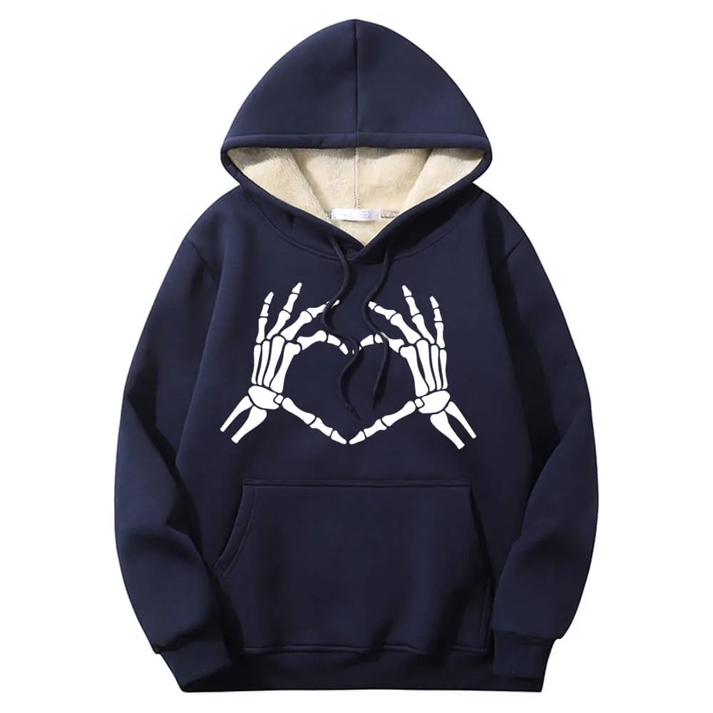 Skull Hand Love Heart Warm Fleece Sherpa Lined Hoodie sold by GTHIC product image thumbnail 4