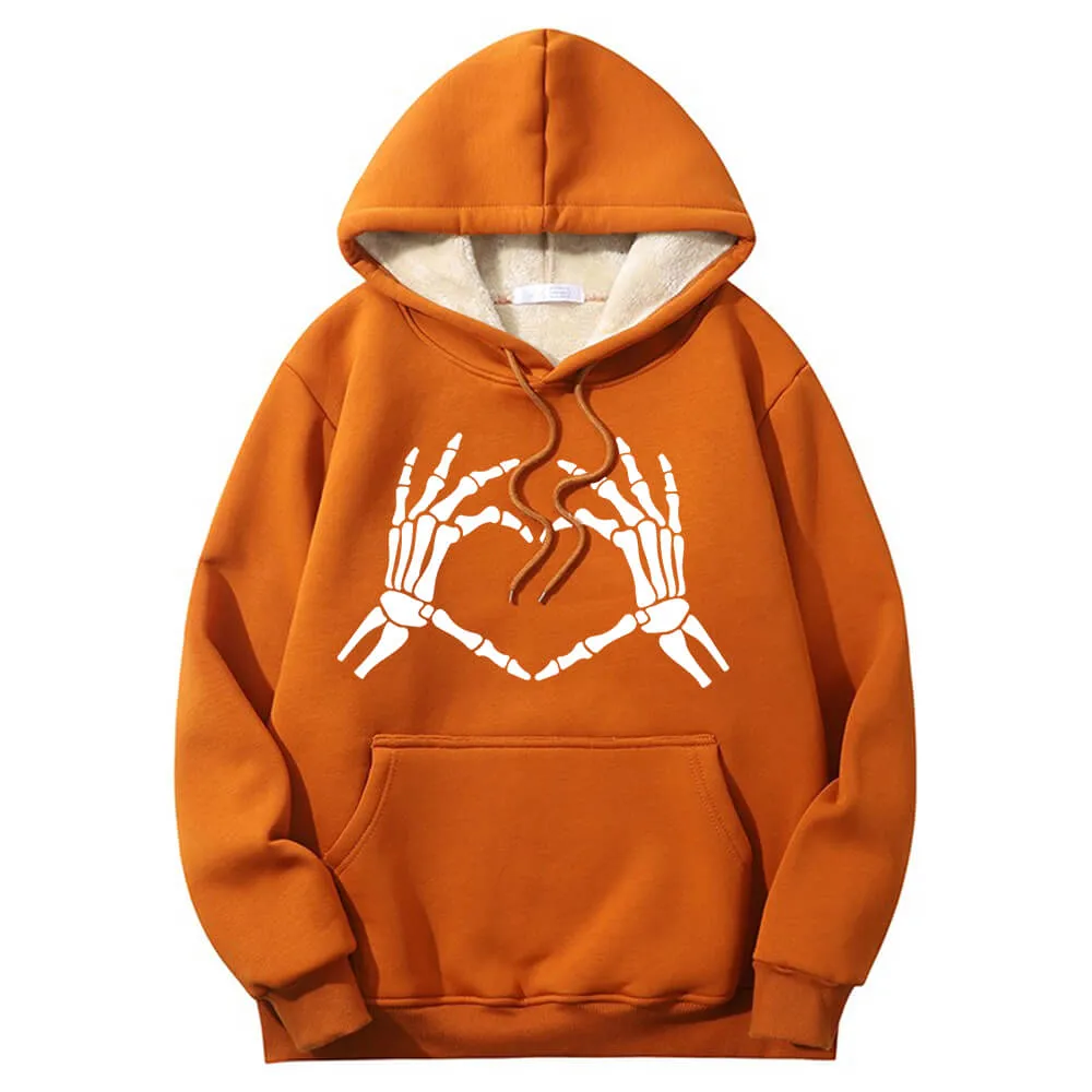 Skull Hand Love Heart Warm Fleece Sherpa Lined Hoodie sold by GTHIC product image thumbnail 5