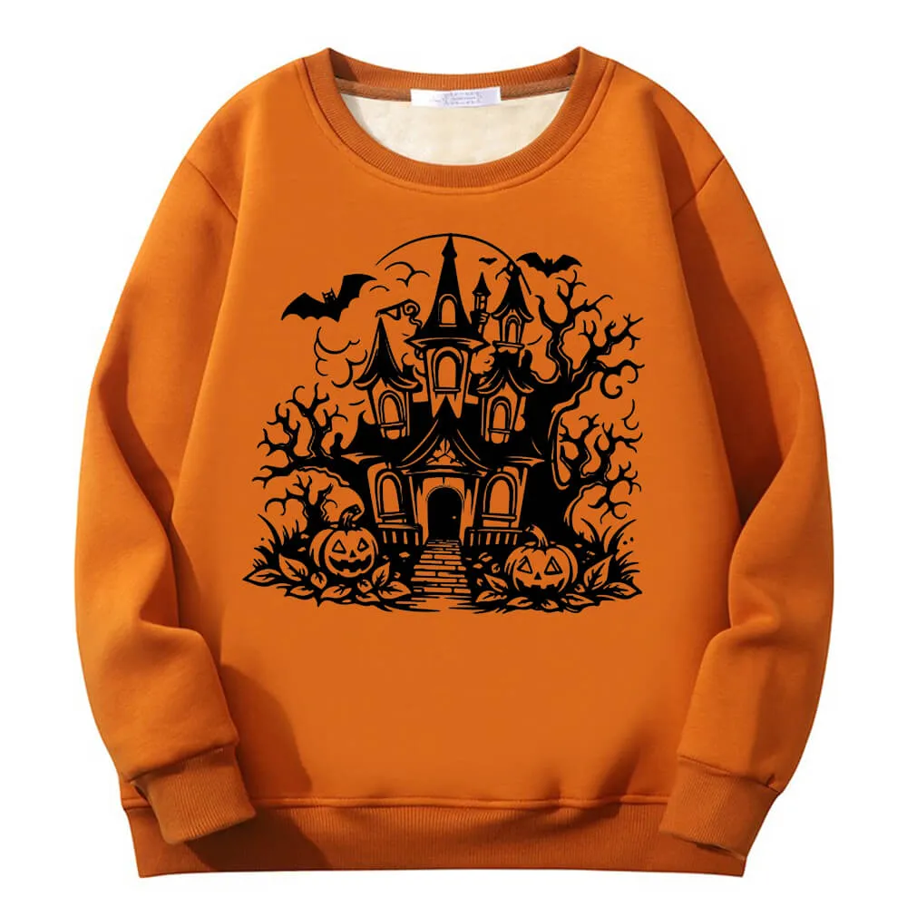 Multicolor Haunted House Crew Collar Fleece Sherpa Sweatshirt sold by GTHIC product image thumbnail 3