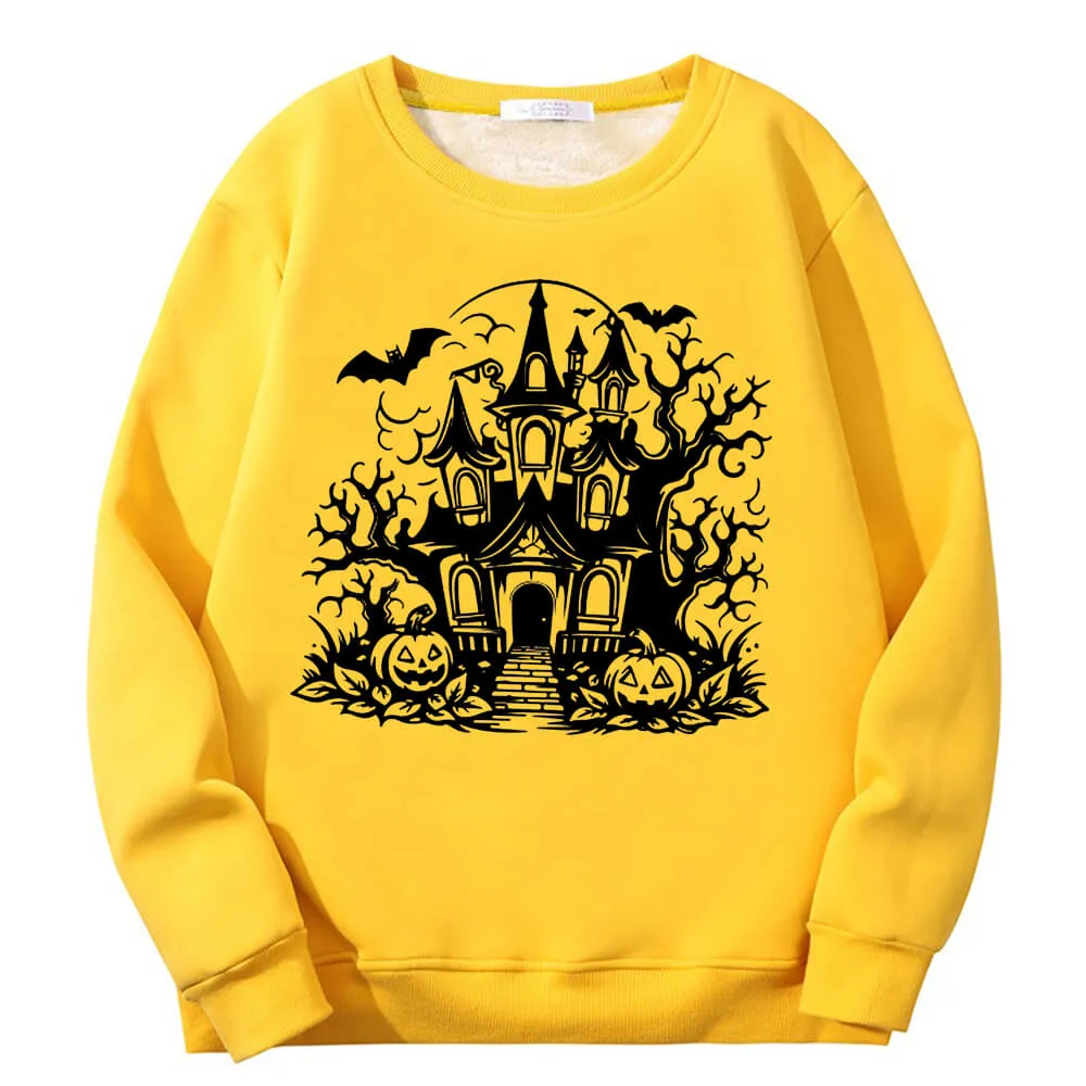 Multicolor Haunted House Crew Collar Fleece Sherpa Sweatshirt sold by GTHIC product image thumbnail 4