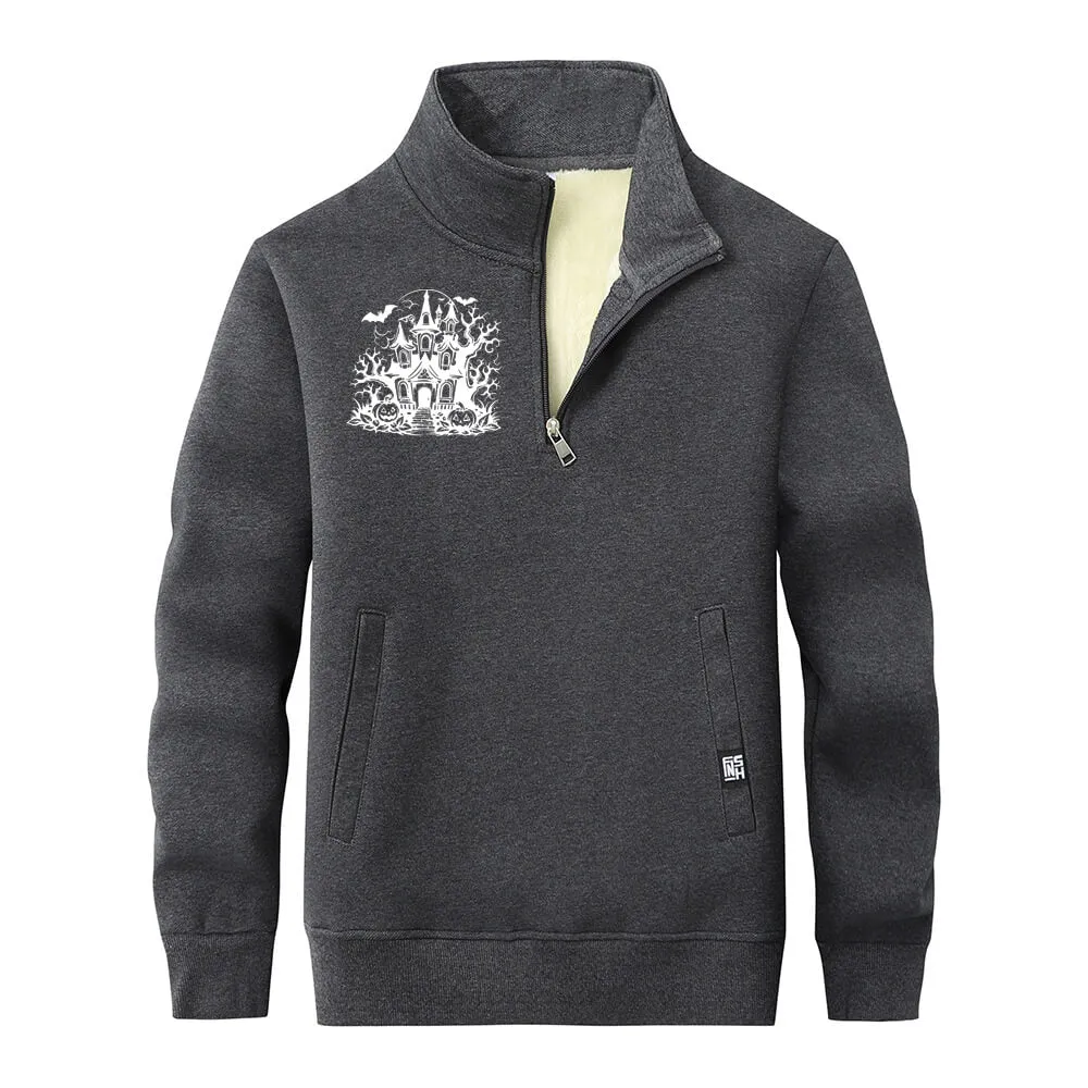 Multicolor Haunted House Collar Zip Fleece Sherpa Sweatshirt sold by GTHIC product image thumbnail 2