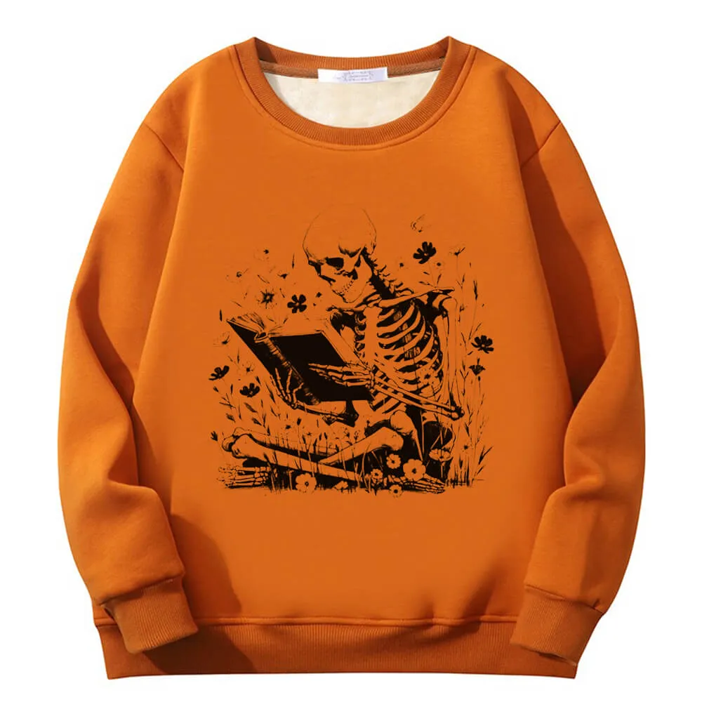 Multicolor Book Reading Skull Fleece Crew Collar Sweatshirt sold by GTHIC product image thumbnail 3