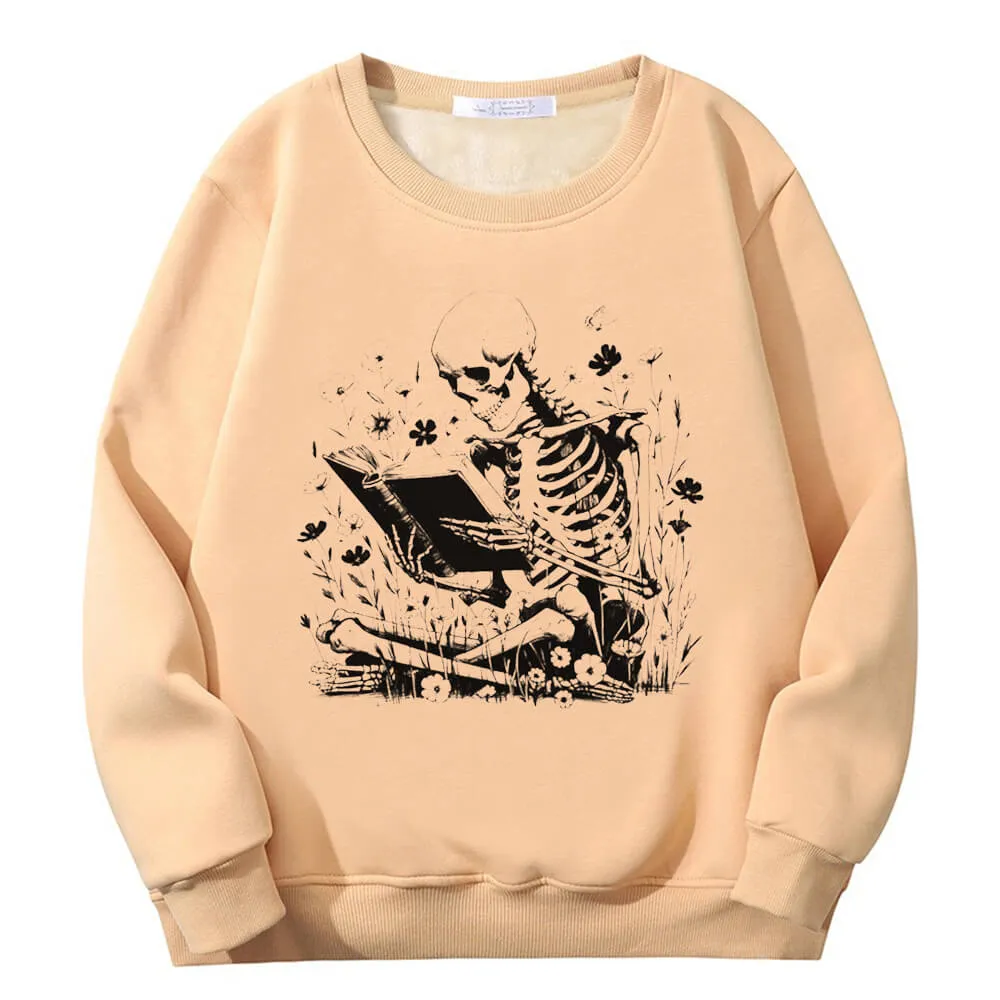 Multicolor Book Reading Skull Fleece Crew Collar Sweatshirt sold by GTHIC product image thumbnail 5
