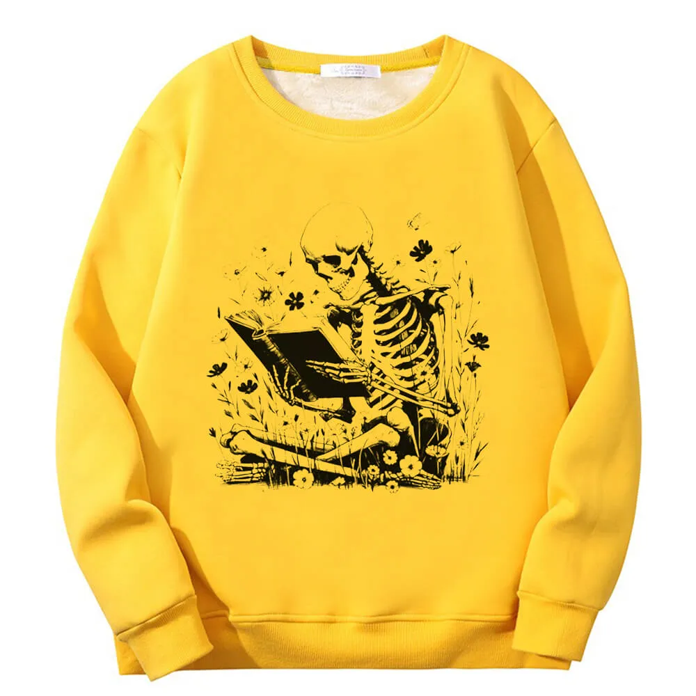 Multicolor Book Reading Skull Fleece Crew Collar Sweatshirt sold by GTHIC product image thumbnail 4