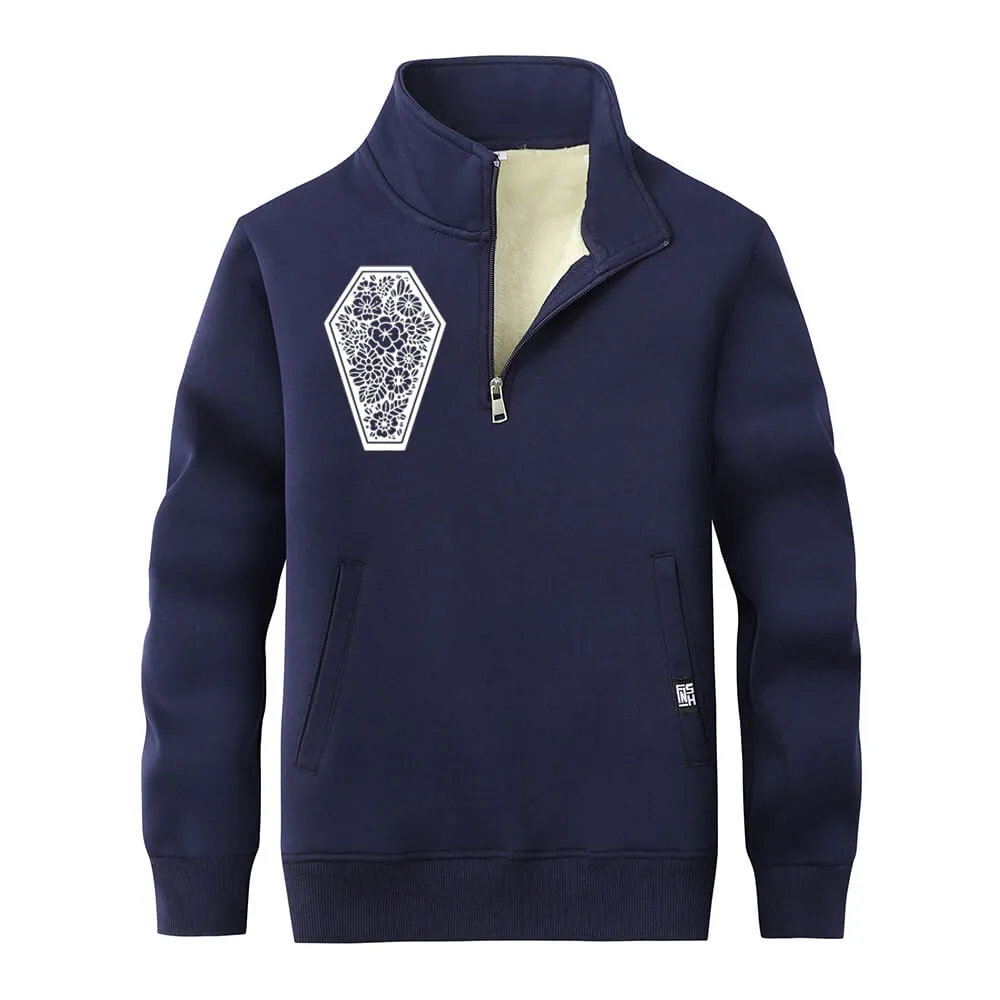 Coffin With Flower Stand Collar Zip Fleece Sweatshirt sold by GTHIC product image thumbnail 4