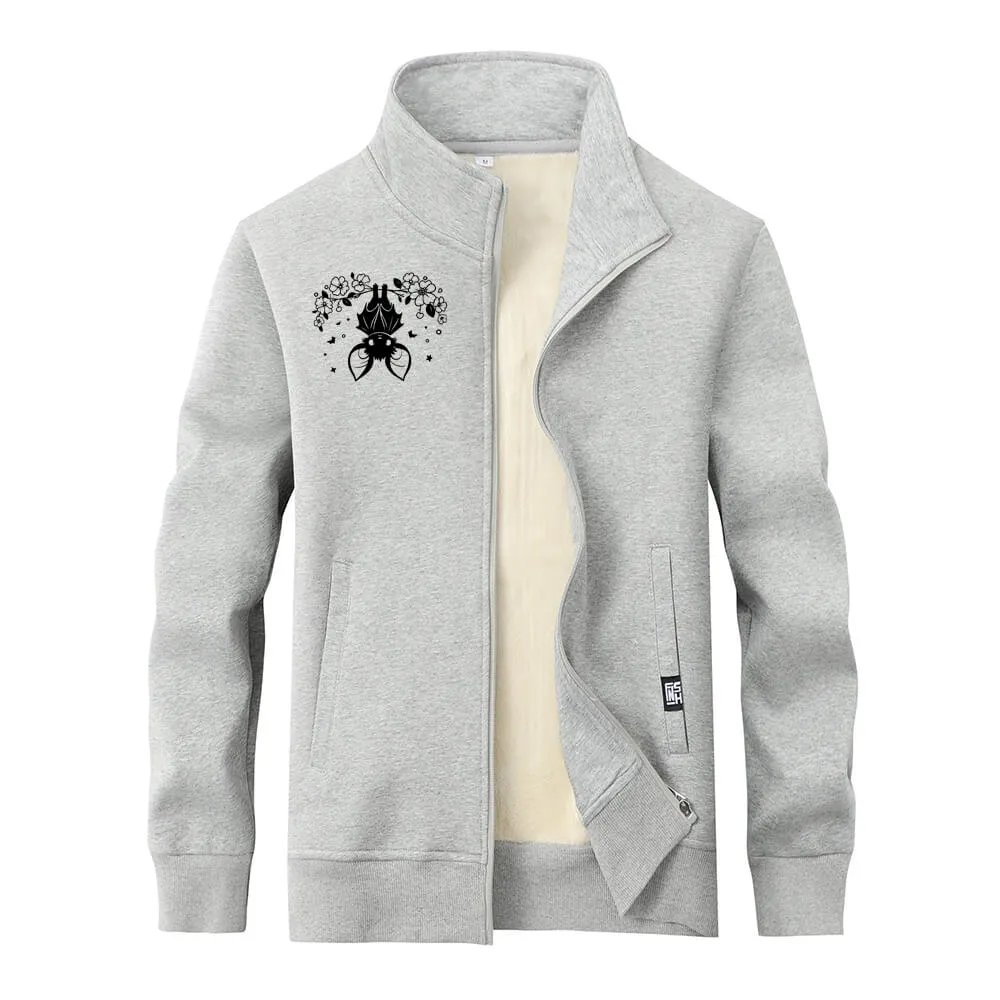 Flower Bat Print Stand Collar Zip Fleece Sherpa Cardigan sold by GTHIC product image thumbnail 4