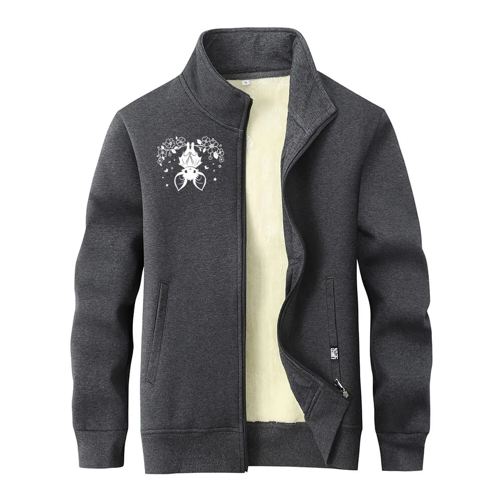 Flower Bat Print Stand Collar Zip Fleece Sherpa Cardigan sold by GTHIC product image thumbnail 3
