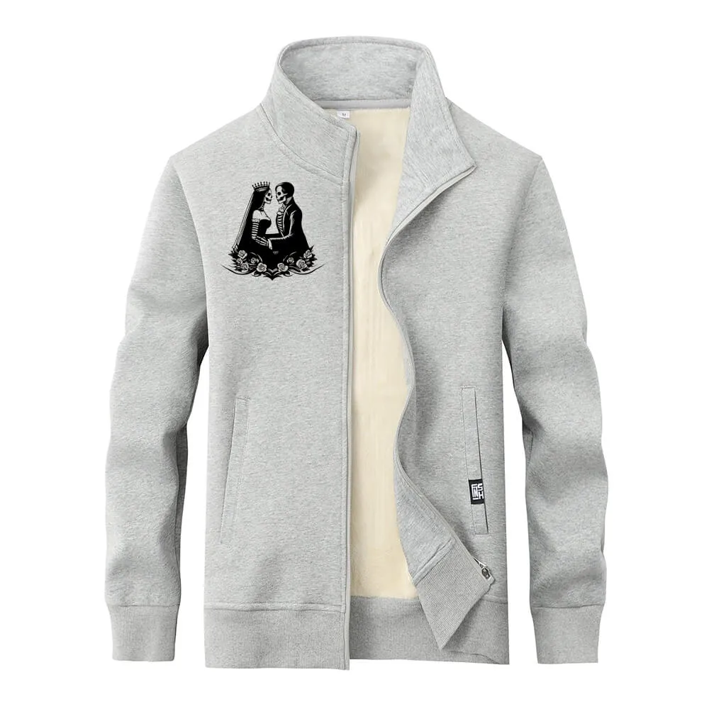 Skeleton Wedding Stand Collar Zip Fleece Sherpa Cardigan sold by GTHIC product image thumbnail 4