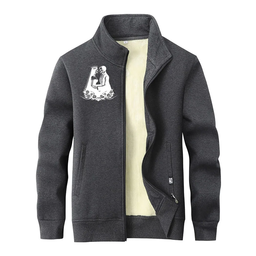 Skeleton Wedding Stand Collar Zip Fleece Sherpa Cardigan sold by GTHIC product image thumbnail 3
