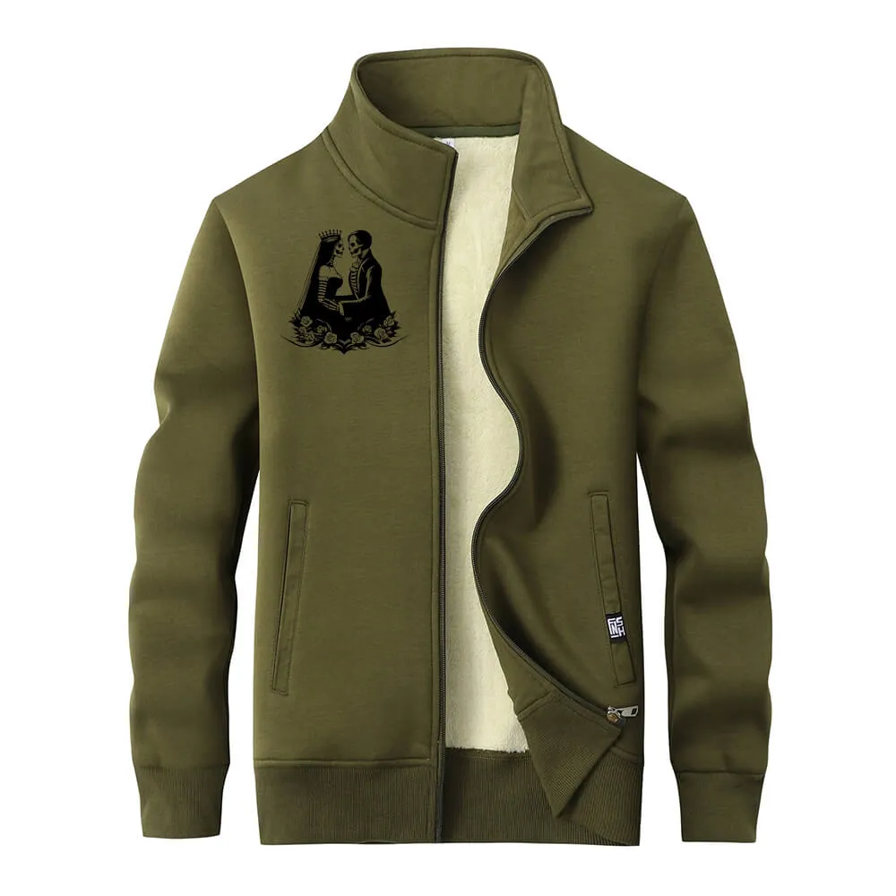 Skeleton Wedding Stand Collar Zip Fleece Sherpa Cardigan sold by GTHIC product image thumbnail 5