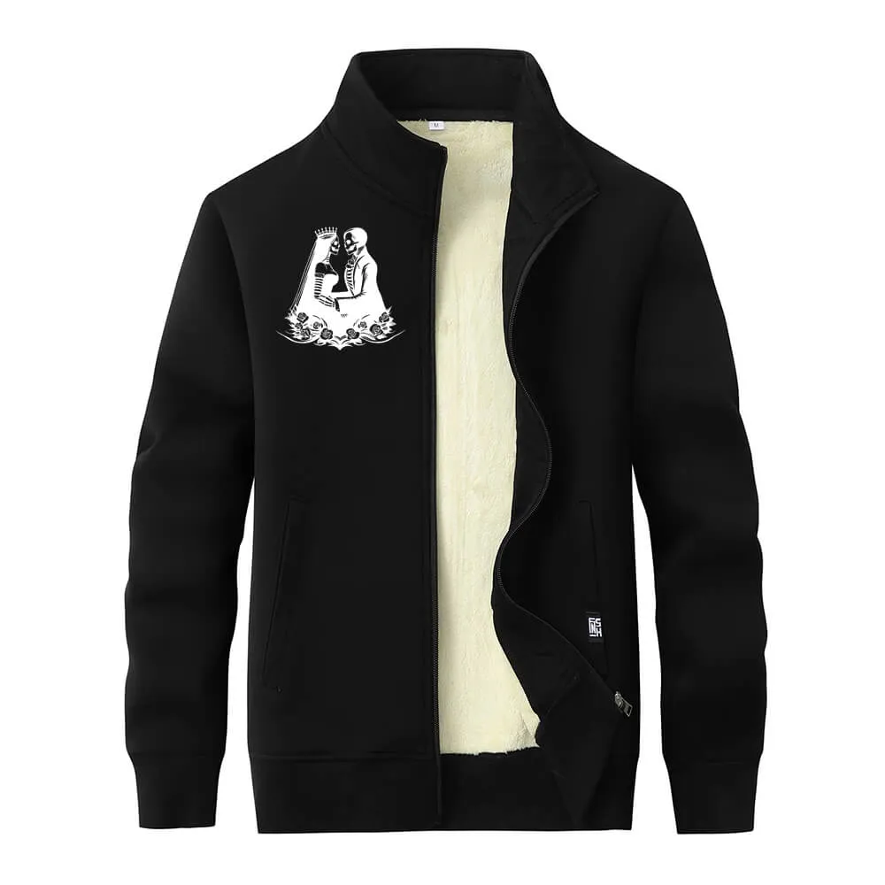 Skeleton Wedding Stand Collar Zip Fleece Sherpa Cardigan sold by GTHIC product image thumbnail 2