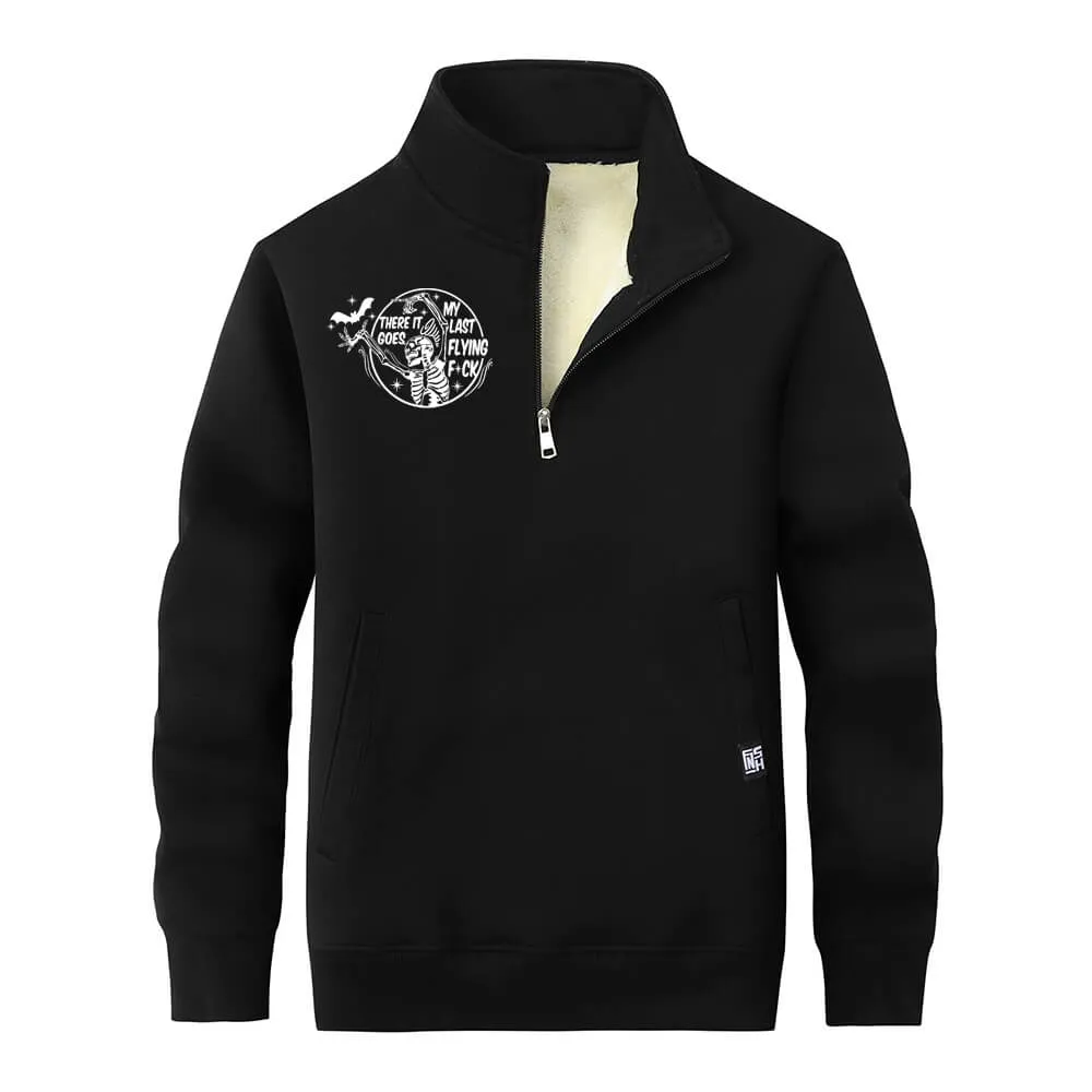 Multicolor Bat Skull Letters Collar Zip Fleece Sweatshirt sold by GTHIC