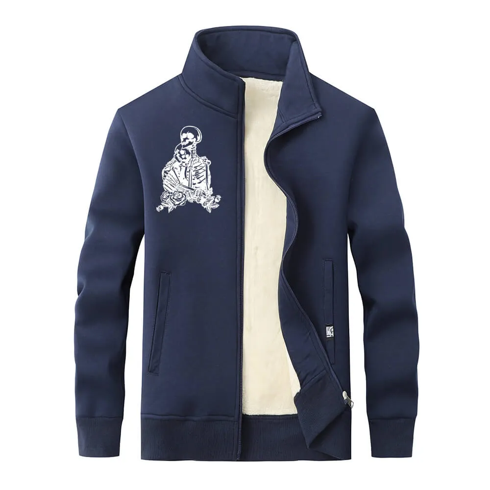 Love till Death Skull Stand Collar Zip Fleece Sherpa Cardigan sold by GTHIC product image thumbnail 3
