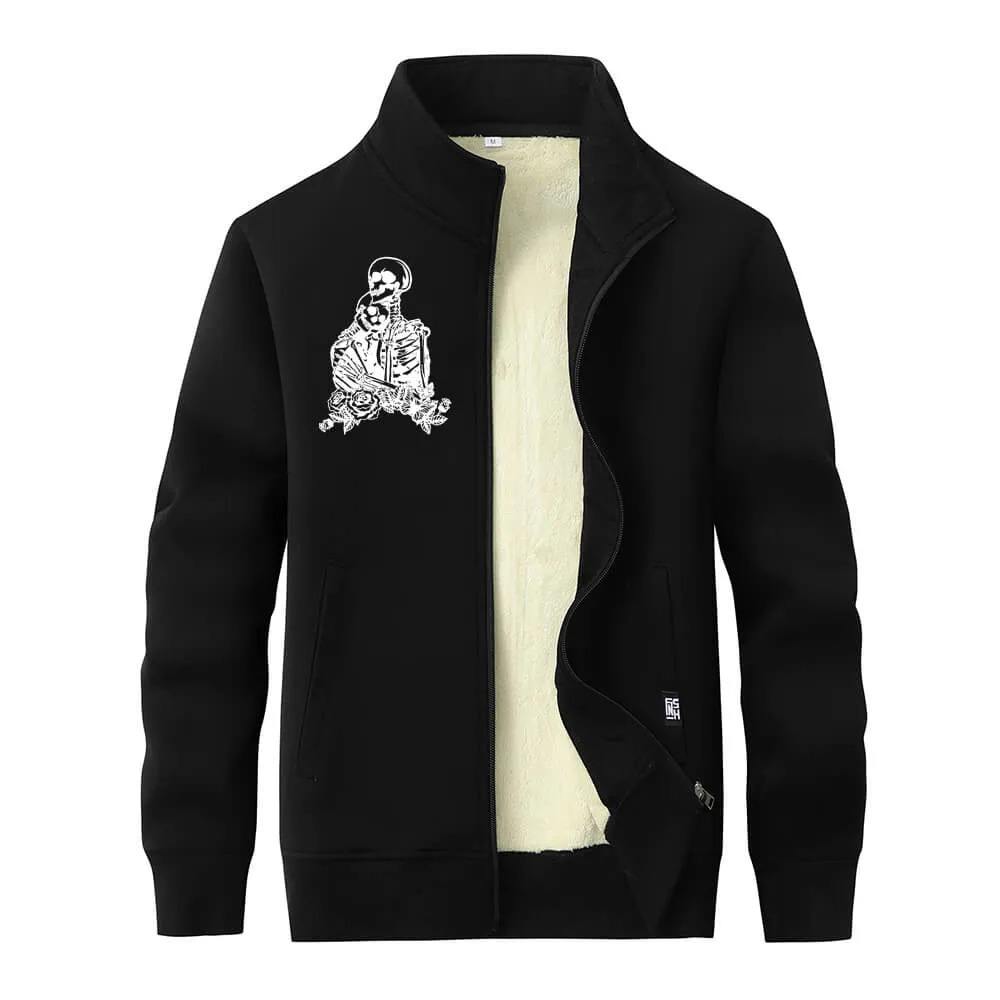 Love till Death Skull Stand Collar Zip Fleece Sherpa Cardigan sold by GTHIC product image thumbnail 4