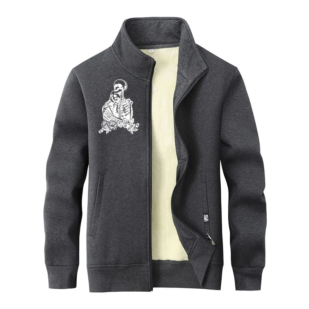 Love till Death Skull Stand Collar Zip Fleece Sherpa Cardigan sold by GTHIC product image thumbnail 5