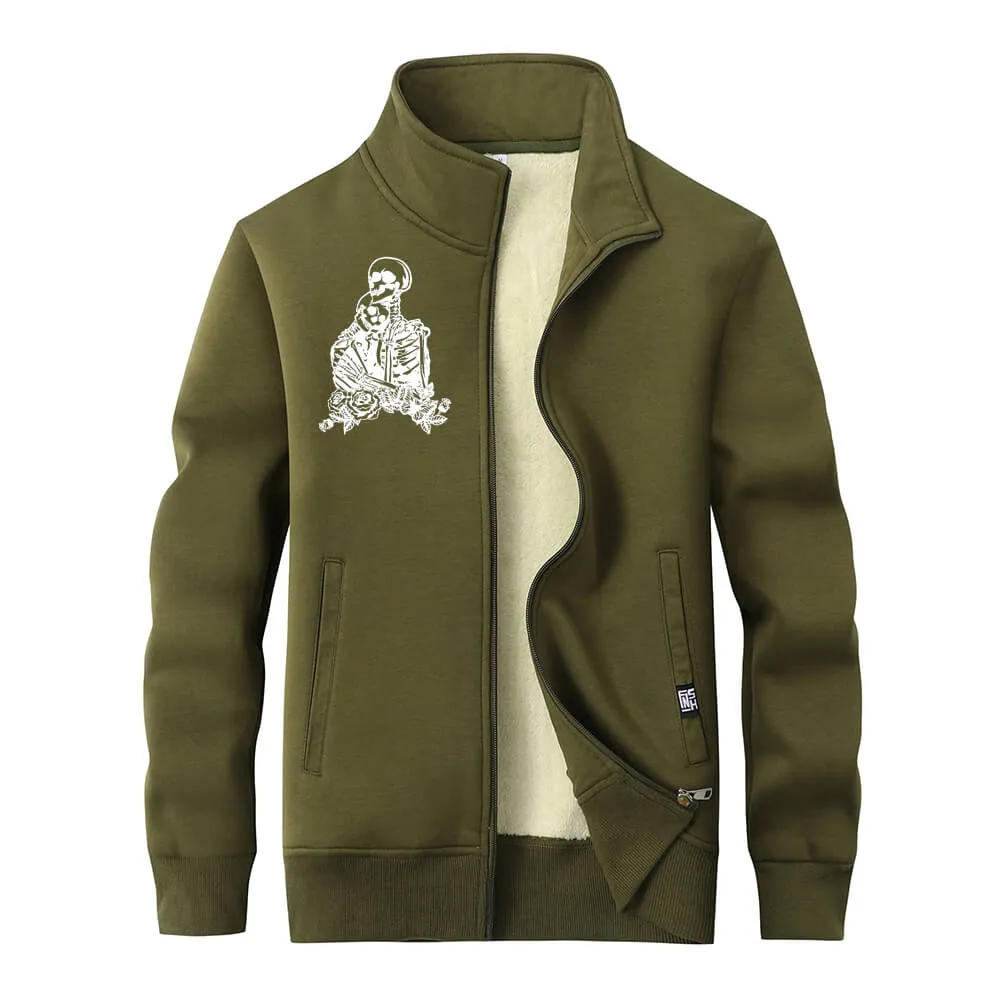 Love till Death Skull Stand Collar Zip Fleece Sherpa Cardigan sold by GTHIC product image thumbnail 2