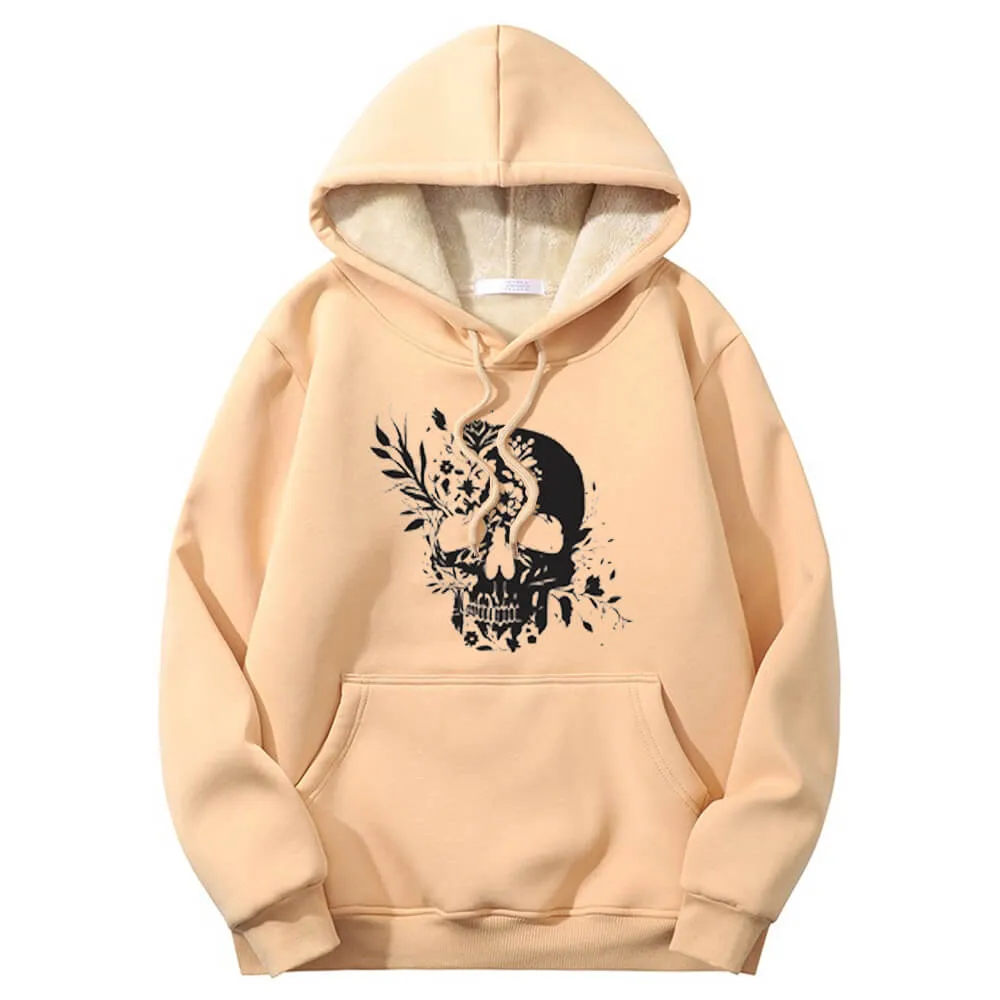 Multicolor Floral Skull Crew Collar Fleece Sherpa Hoodie sold by GTHIC product image thumbnail 3