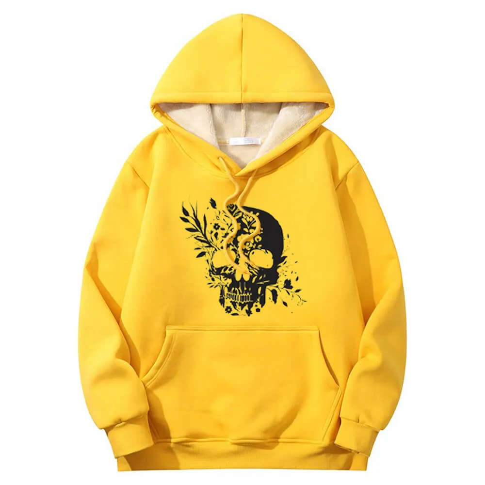 Multicolor Floral Skull Crew Collar Fleece Sherpa Hoodie sold by GTHIC product image thumbnail 4