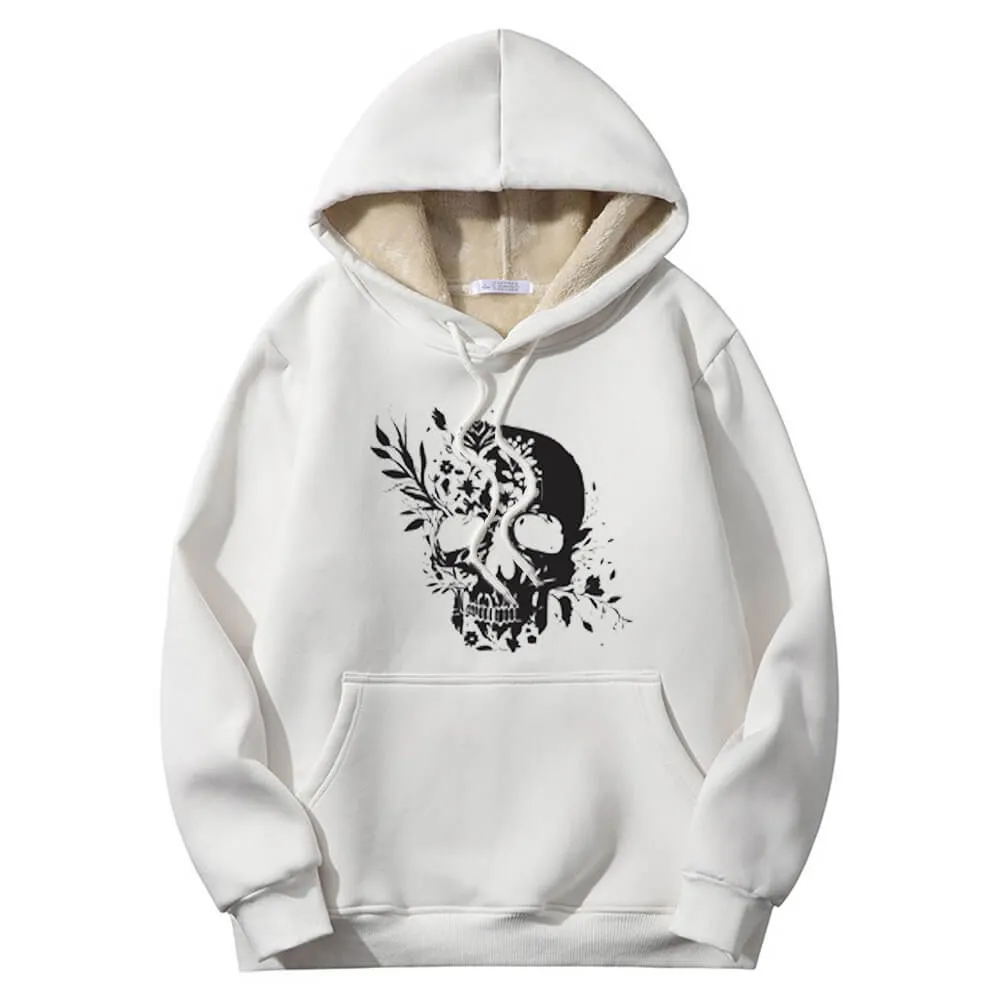 Multicolor Floral Skull Crew Collar Fleece Sherpa Hoodie sold by GTHIC product image thumbnail 2