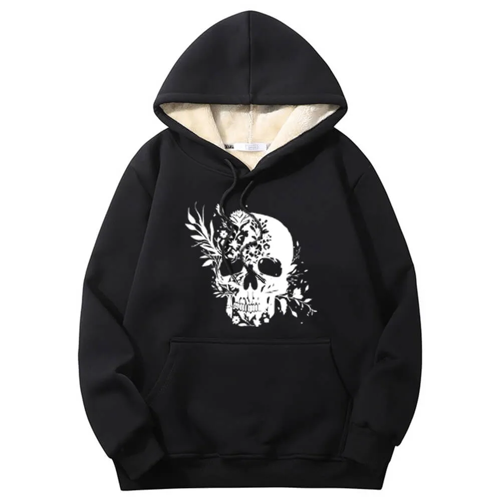 Multicolor Floral Skull Crew Collar Fleece Sherpa Hoodie sold by GTHIC