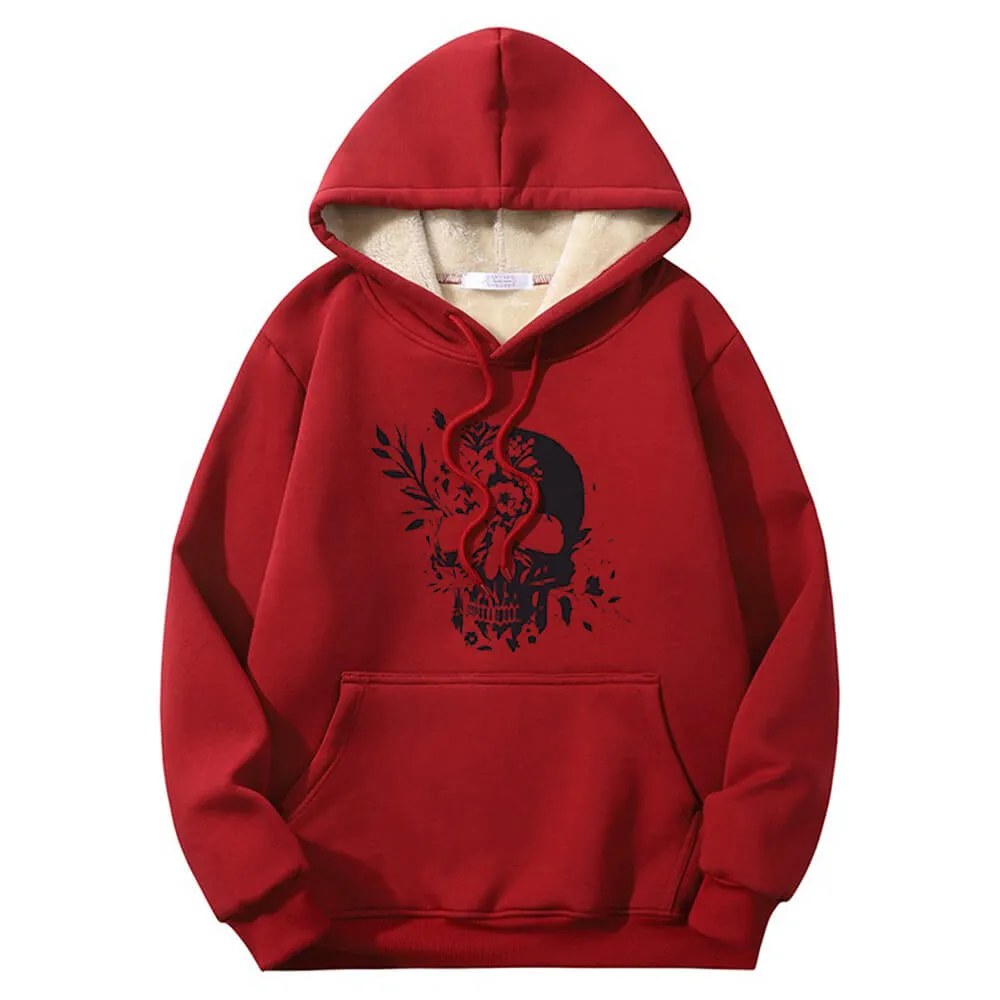Multicolor Floral Skull Crew Collar Fleece Sherpa Hoodie sold by GTHIC product image thumbnail 5