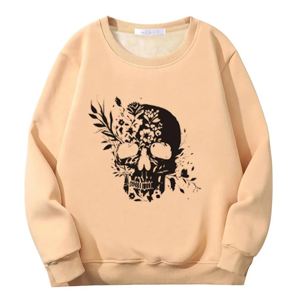 Multicolor Floral Skull Crew Collar Fleece Sherpa Sweatshirt sold by GTHIC product image thumbnail 5