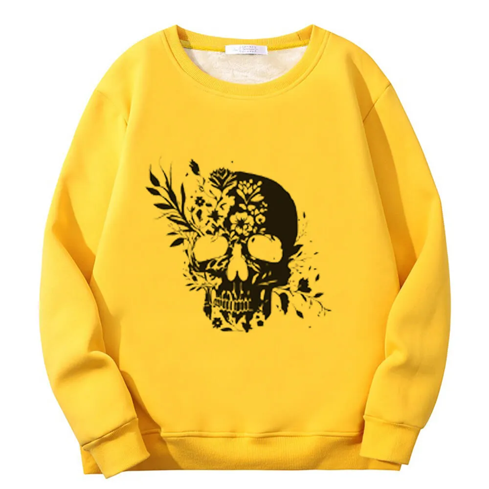 Multicolor Floral Skull Crew Collar Fleece Sherpa Sweatshirt sold by GTHIC product image thumbnail 4