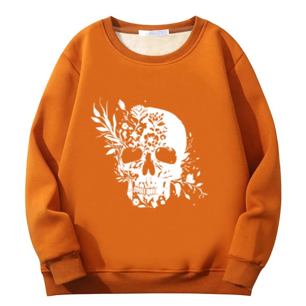 Multicolor Floral Skull Crew Collar Fleece Sherpa Sweatshirt sold by GTHIC product image thumbnail 3