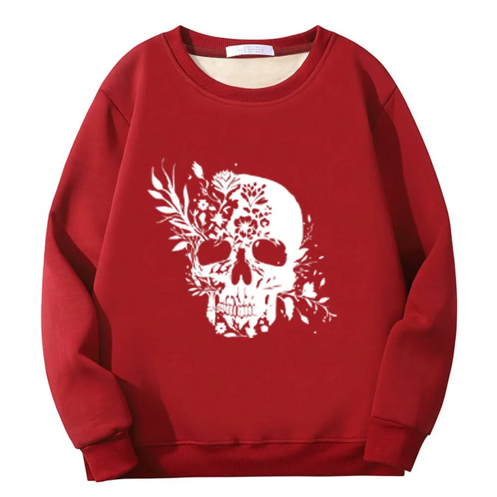 Multicolor Floral Skull Crew Collar Fleece Sherpa Sweatshirt sold by GTHIC product image thumbnail 2