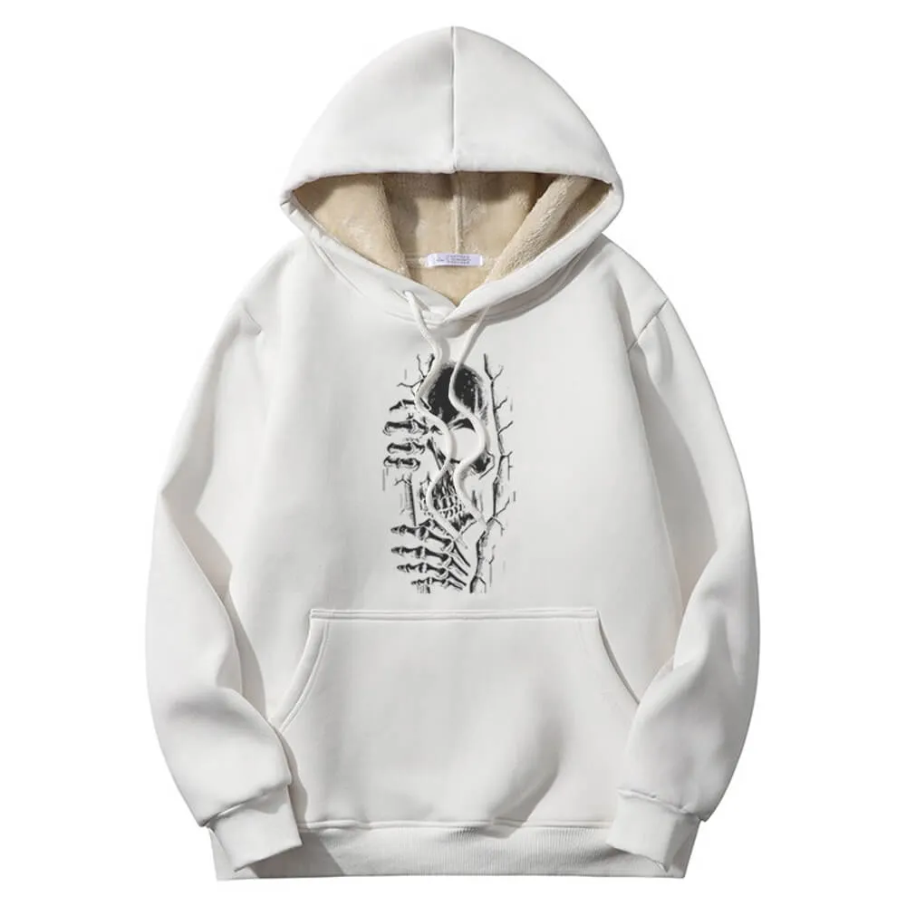 Multicolor Peeking Skull Crew Collar Fleece Sherpa Hoodie sold by GTHIC product image thumbnail 2