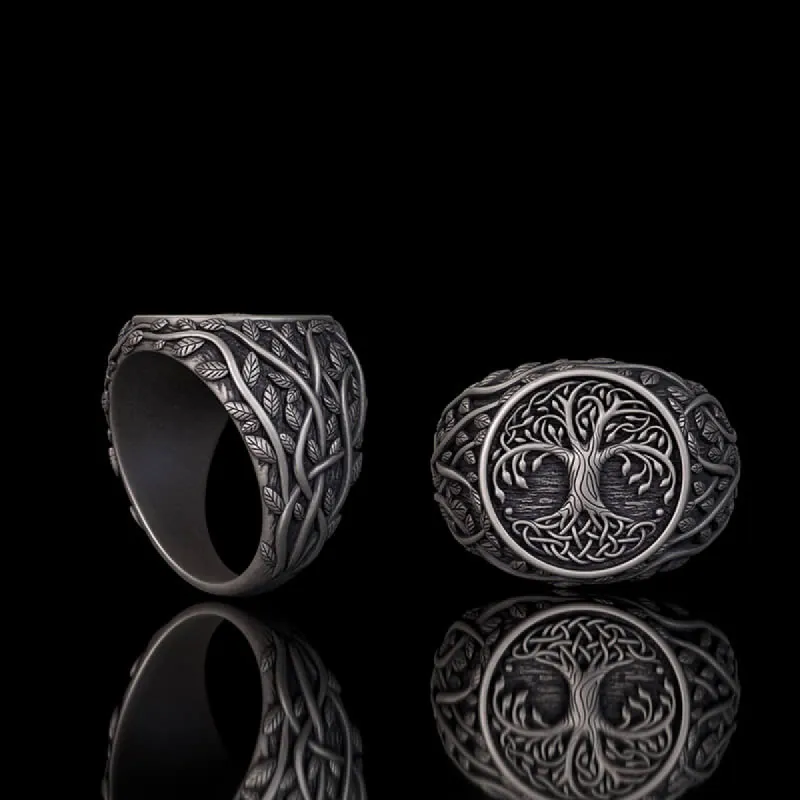 Tree Of Life Yggdrasil Sterling Silver Viking Ring sold by GTHIC