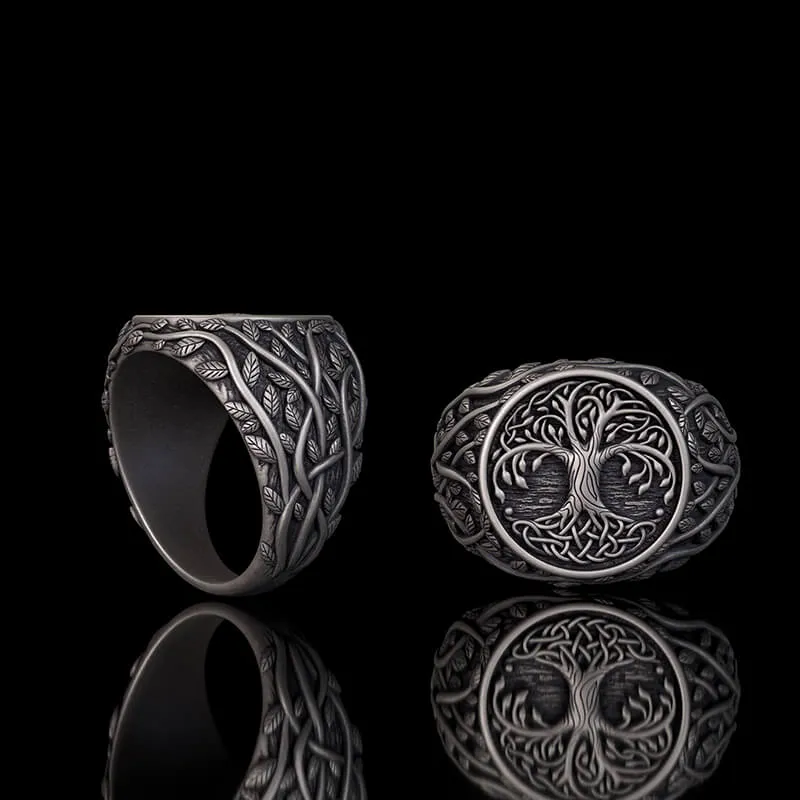 Tree Of Life Yggdrasil Sterling Silver Viking Ring sold by GTHIC