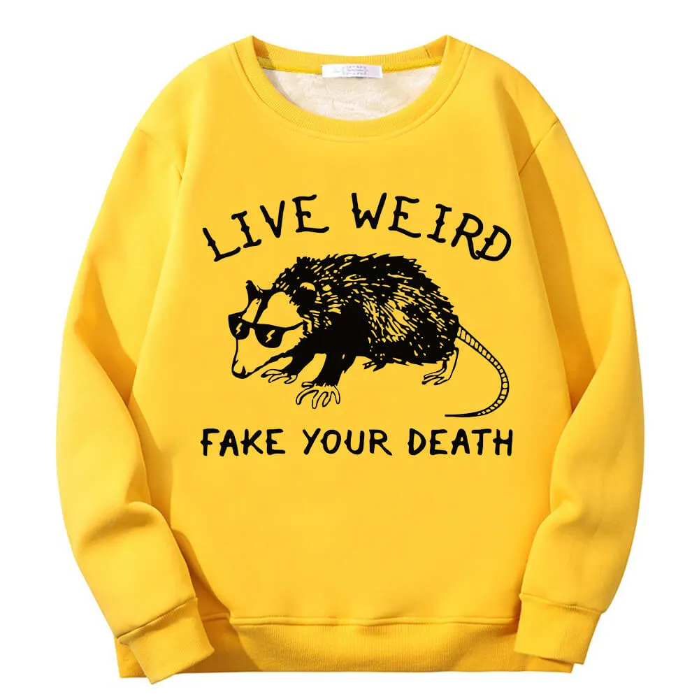 Live Weird Fake Your Death Rat Fleece Crew Collar Sweatshirt sold by GTHIC product image thumbnail 4