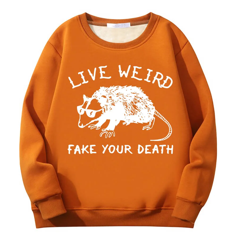Live Weird Fake Your Death Rat Fleece Crew Collar Sweatshirt sold by GTHIC product image thumbnail 3
