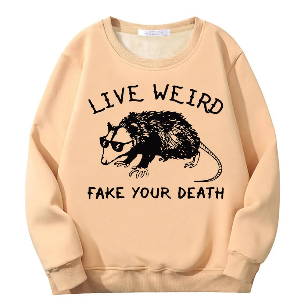 Live Weird Fake Your Death Rat Fleece Crew Collar Sweatshirt sold by GTHIC product image thumbnail 5