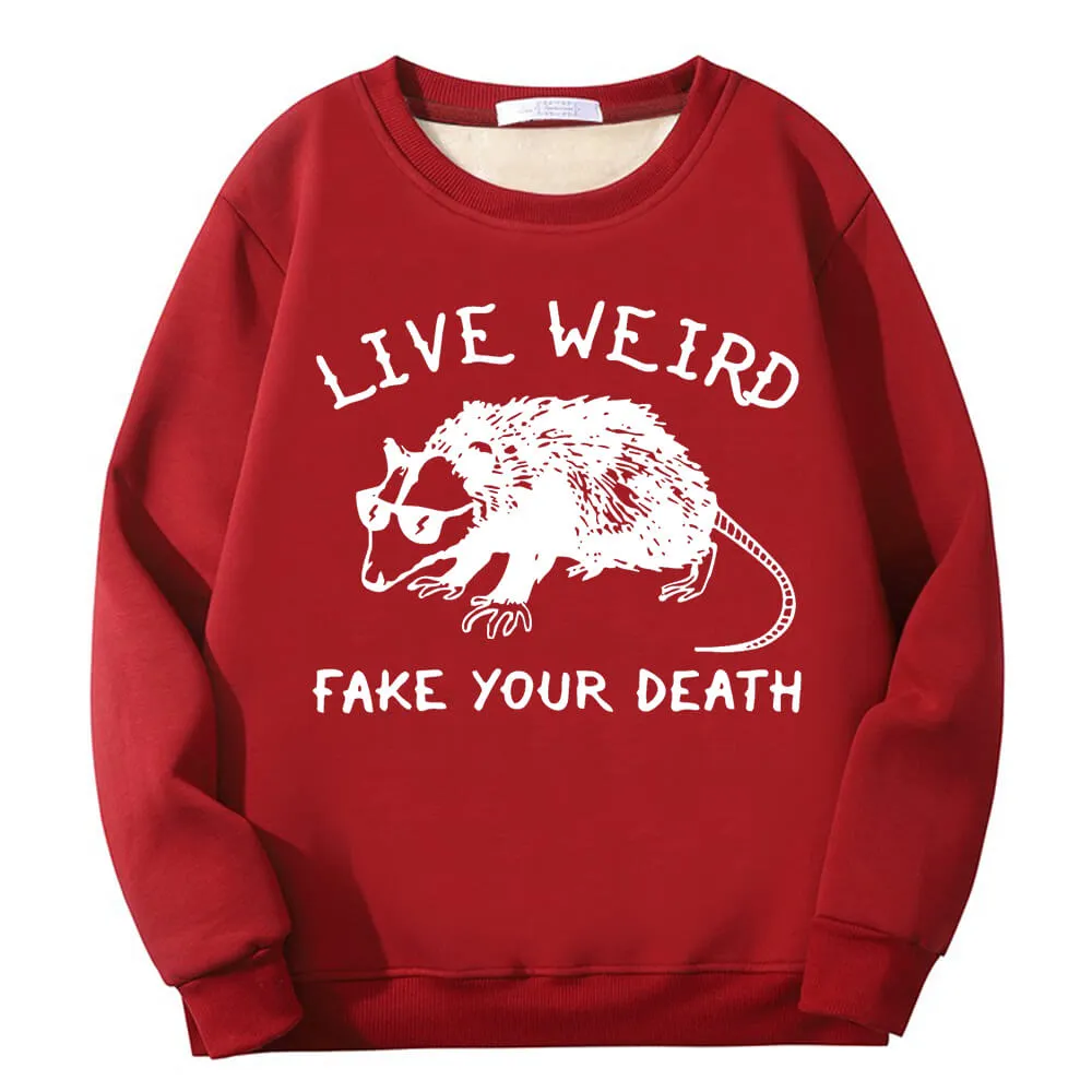 Live Weird Fake Your Death Rat Fleece Crew Collar Sweatshirt sold by GTHIC product image thumbnail 2