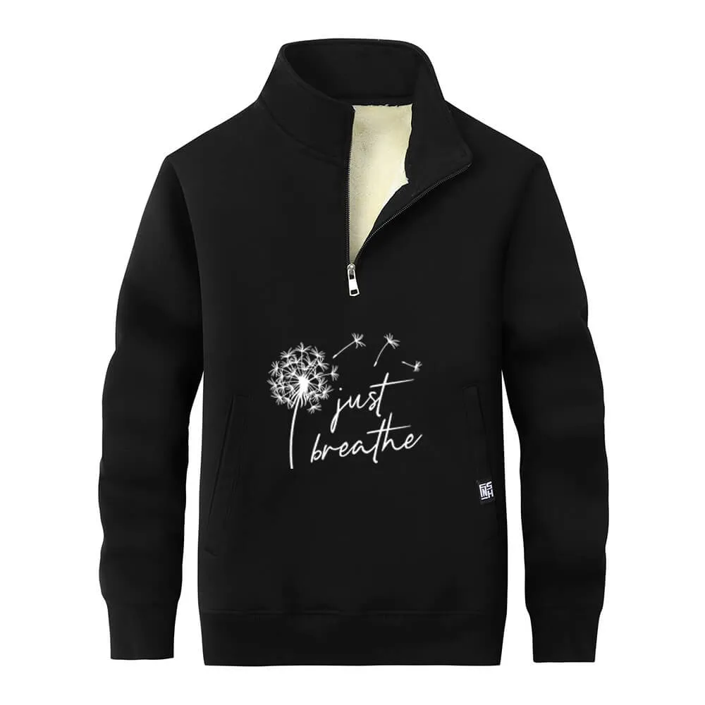 Multicolor Just Breathe Dandelion Fleece Stand Collar Zip Sweatshirt sold by GTHIC