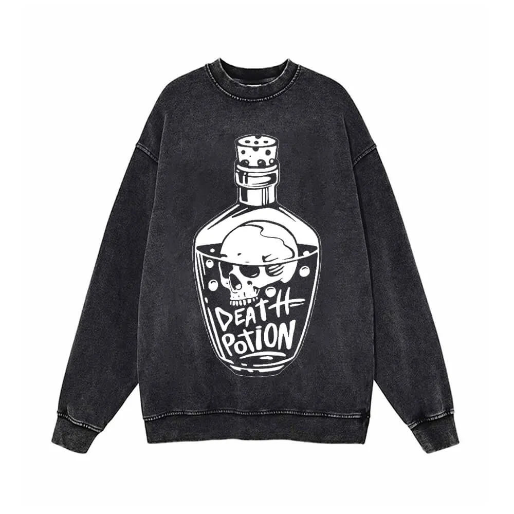 Death Potion Skull Vintage Washed Sweatshirt sold by GTHIC