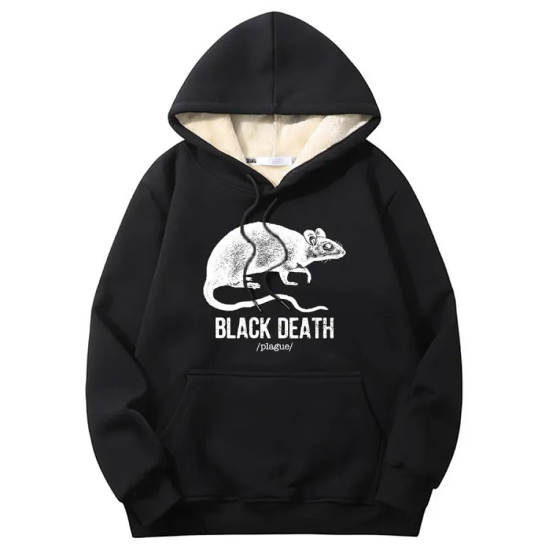 Multicolor Black Death Rat Plague Crew Collar Fleece Sherpa Hoodie sold by GTHIC
